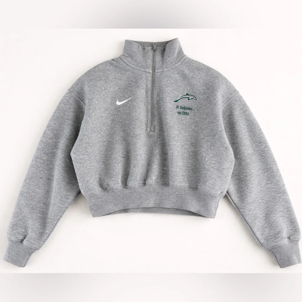 Nike JU Dolphins Cropped Quarter Zip Sweatshirt XS Gray Minimalist Athleisure - Picture 2 of 12